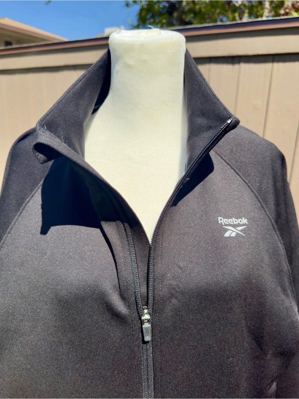 Reebok Black Full-Zip Athletic Jacket with Logo